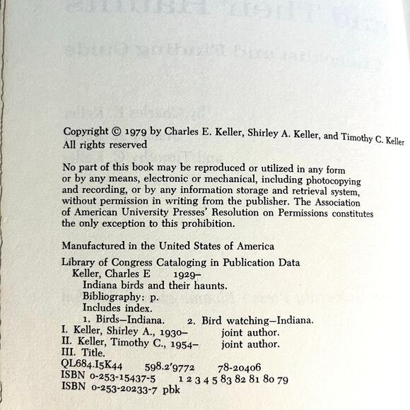 Indiana Birds & Their Haunts Checklist Guide 1979 Keller Birding Vintage Book - Picture 5 of 8